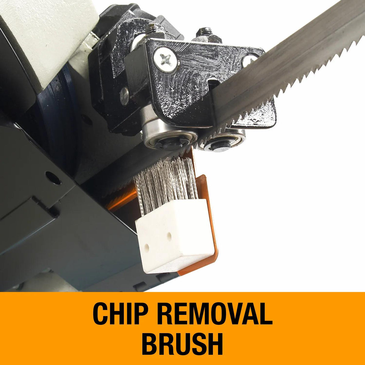 Chip removal brush keeps the blade clean on the Baileigh BS-712M