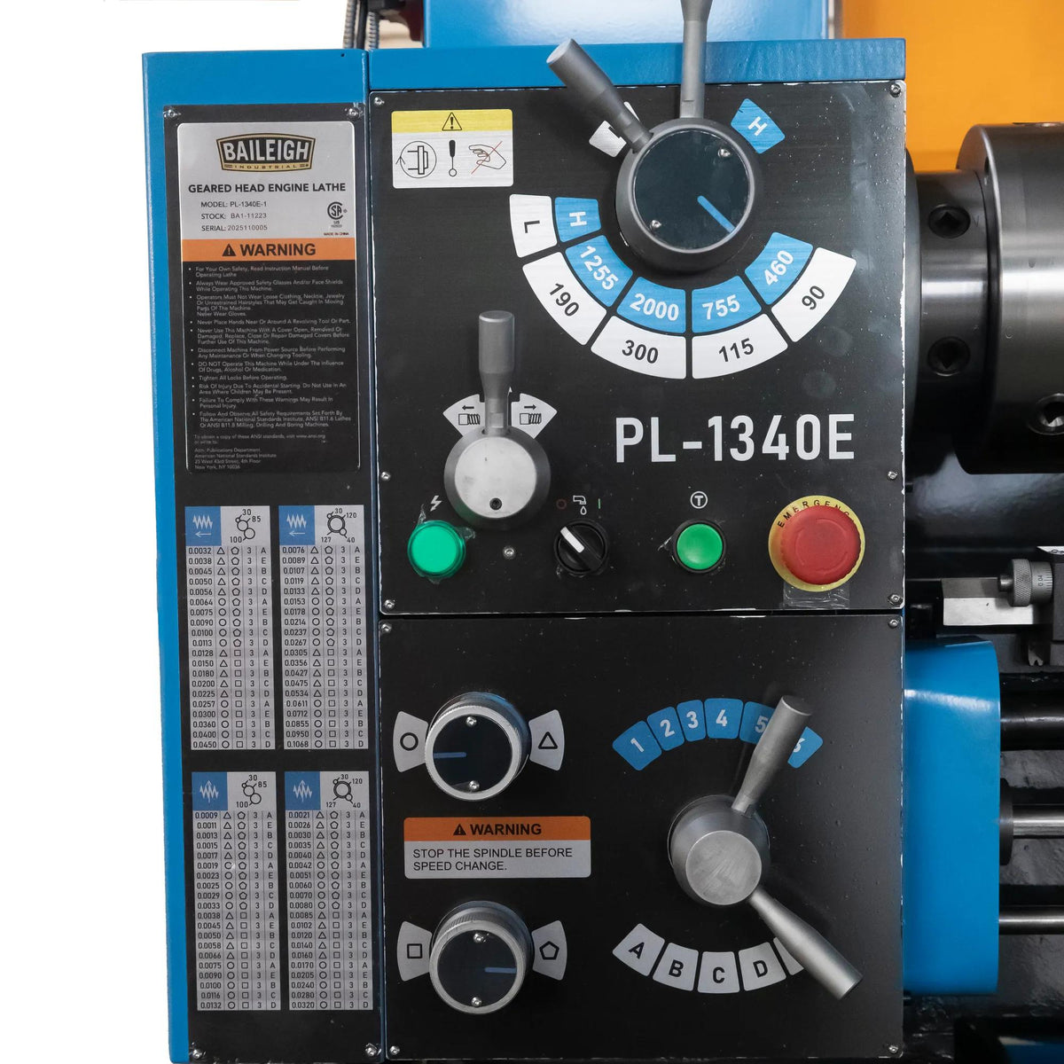 Baileigh PL-1340E-1 lathe with 2-axis SINO digital readout