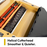 Four-row helical cutterhead with 48 carbide inserts on the Powermatic 15BHH