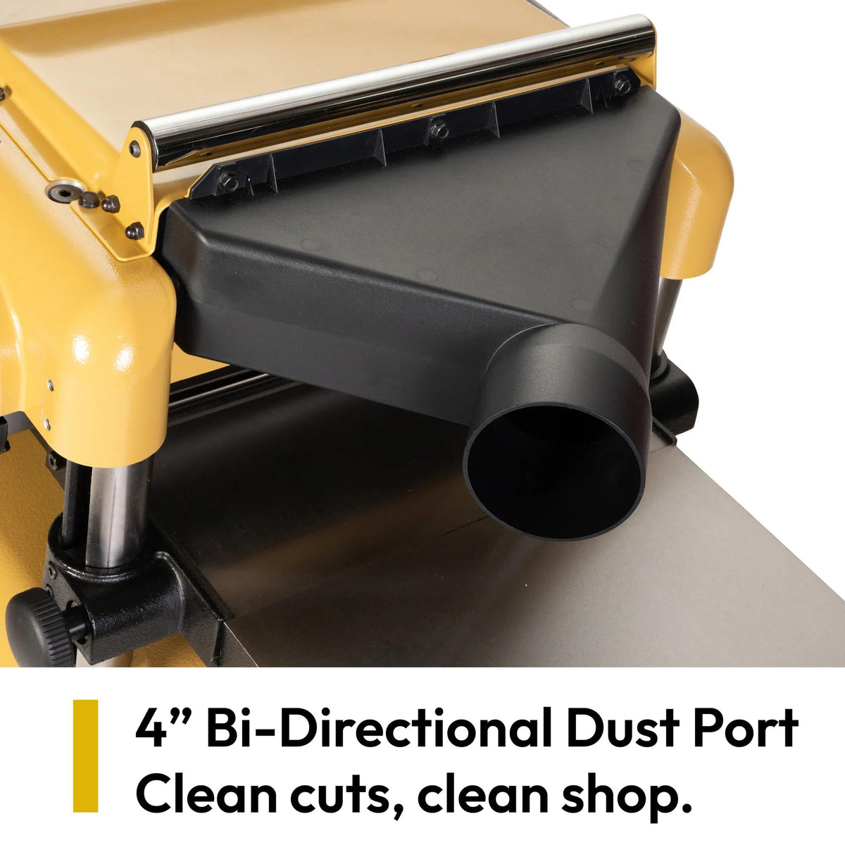 Four inch bi-directional dust port on the Powermatic 15BHH
