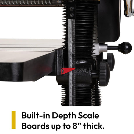 Depth of cut scale on the Powermatic 209BHH planer