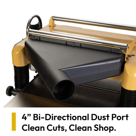 Four inch bi-directional dust port on the Powermatic 209BHH