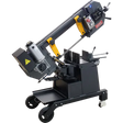 Dake SE-810 dual mitering horizontal band saw with digital tachometer and casters