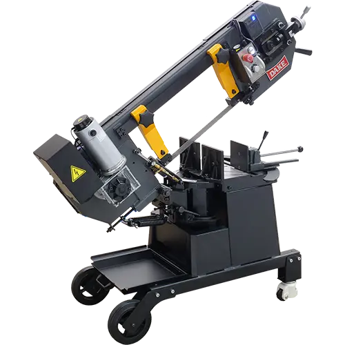Dake SE-810 dual mitering horizontal band saw with digital tachometer and casters