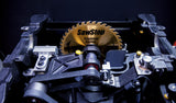 Under-table view of the SawStop Industrial Cabinet Saw brake and shrouding