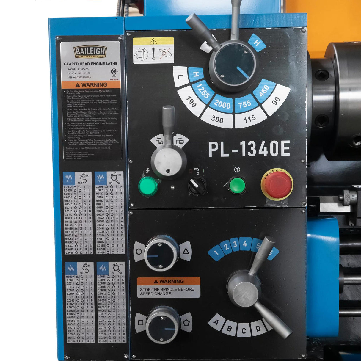 Baileigh PL-1340E-1 lathe with 2-axis SINO digital readout