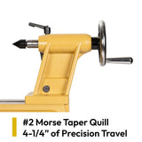 MT2 tailstock quill with 4-1/2 inch travel on the Powermatic PM2014B