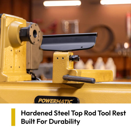 Hardened steel top rod tool rest on the Powermatic PM2014B