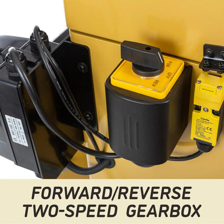 Two speed forward and reverse gearbox on the Powermatic DDS-237