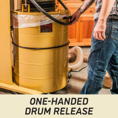 One-hand drum release lever on the Powermatic PM2200HK