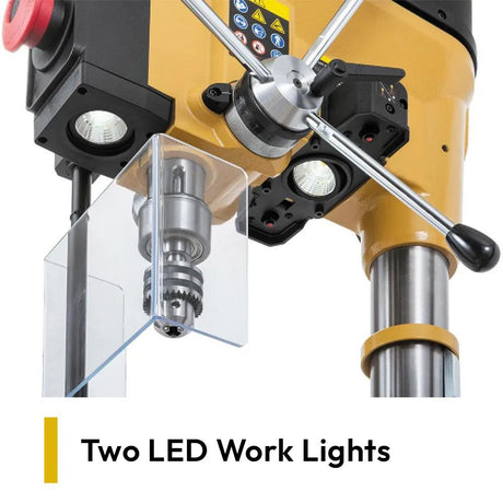 Twin integrated LED work lights on the Powermatic PM2820EVS