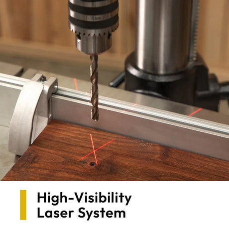 Cross-hair laser drill point indicator on the Powermatic PM2820EVS