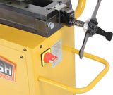 On/off switch, push bar, and die position handle on the Baileigh RDB-250