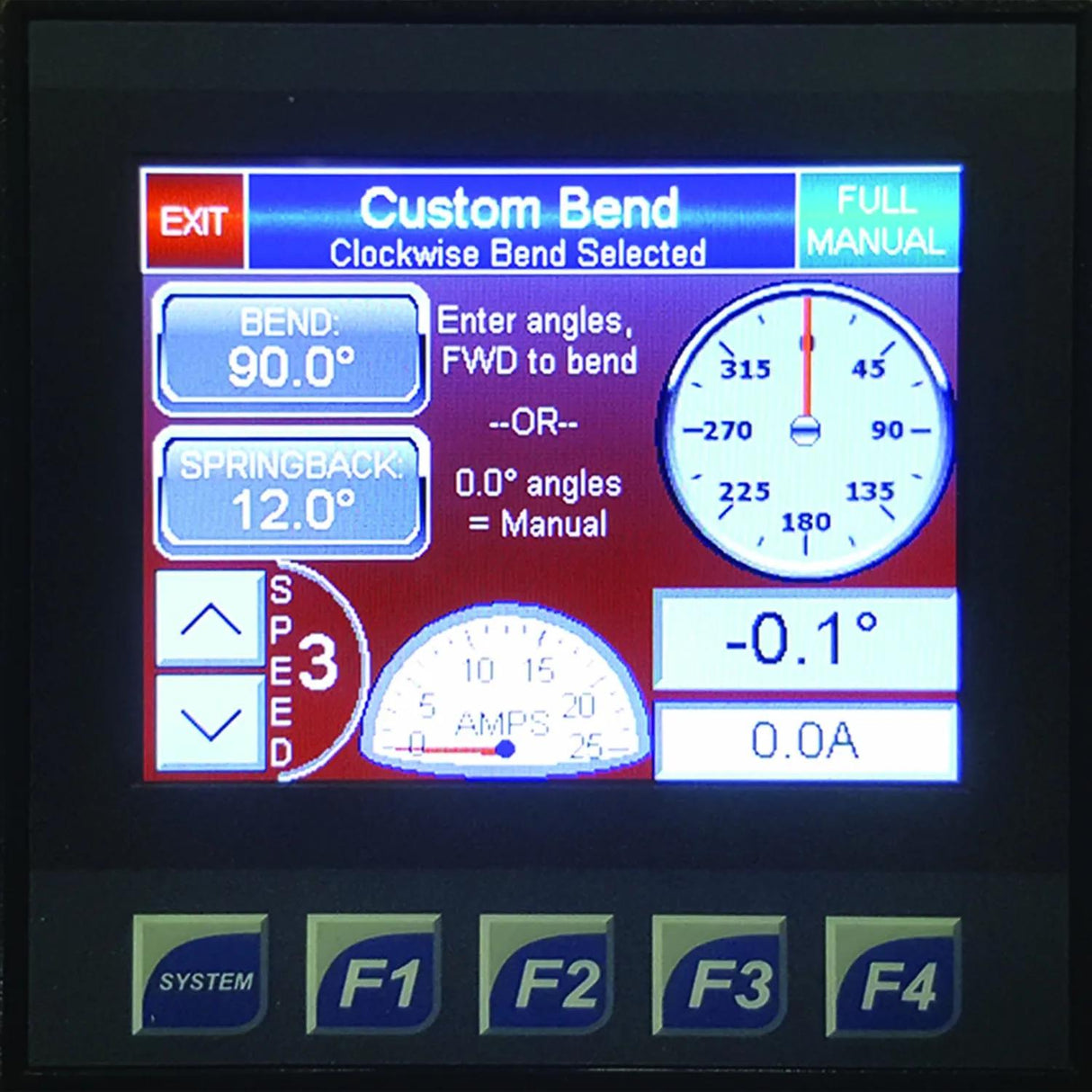 Close-up of the digital control screen on the Baileigh RDB-250