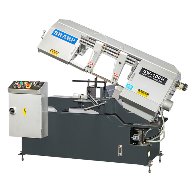 Sharp SW-100H semi-automatic horizontal band saw with hydraulic down feed