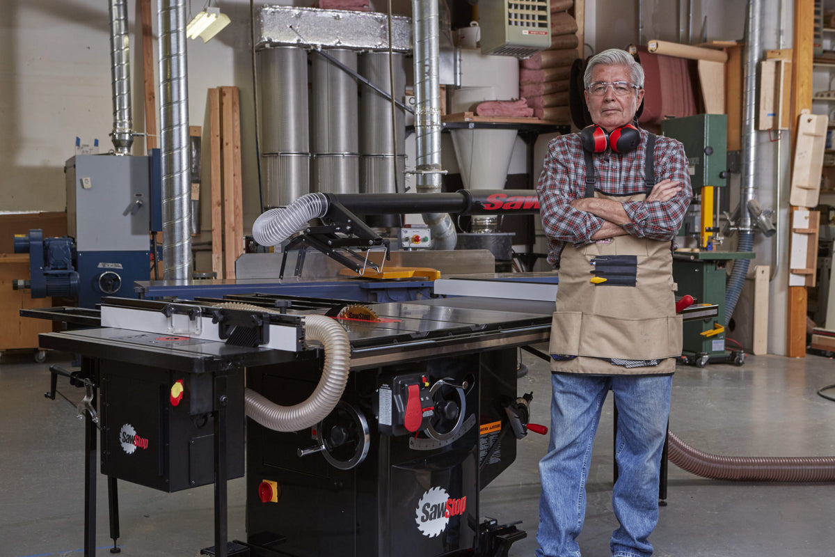 SawStop Industrial Cabinet Saw wide view in a production shop